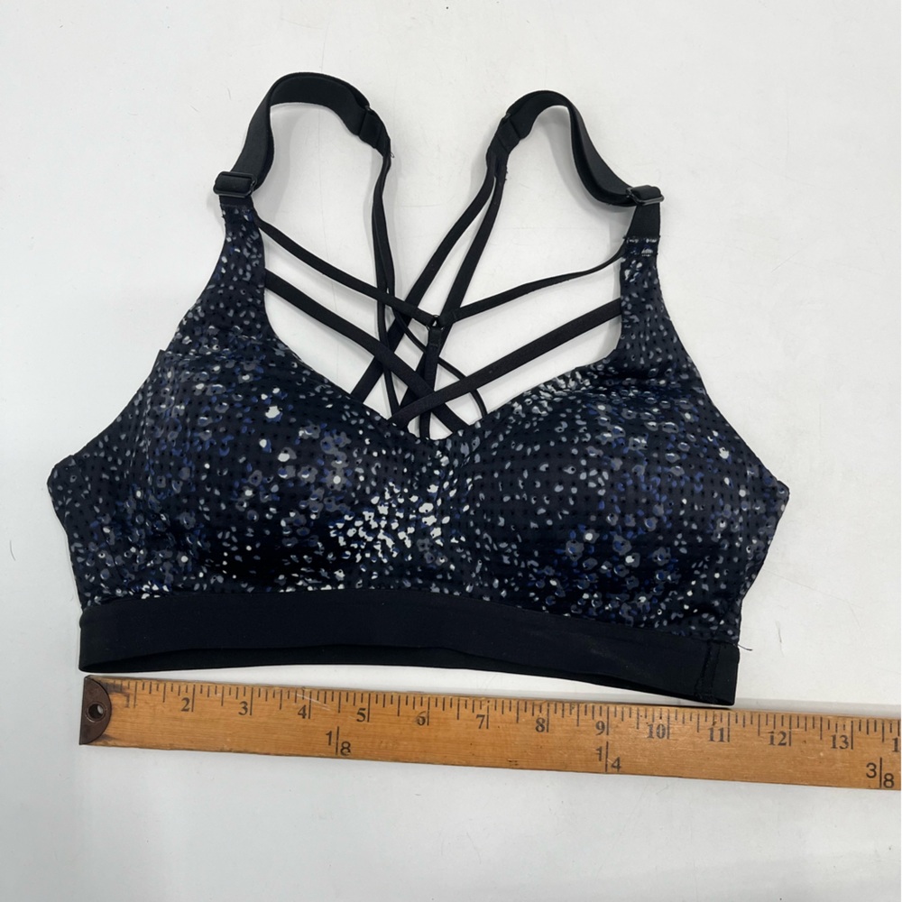 Victoria Secret Black Speckle Strappy Athletic Sports Bra Size 32 B - Picture 2 of 8